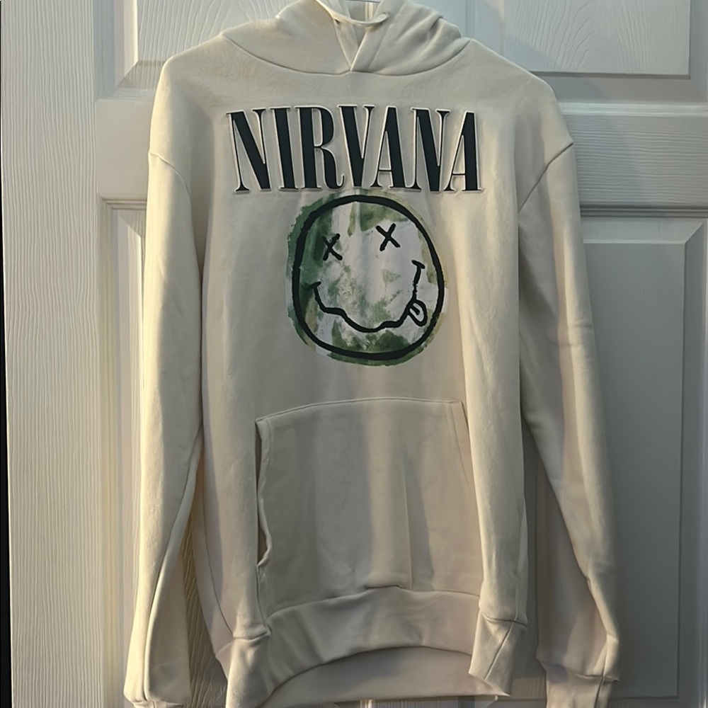 Nirvana White Hoodie Sweater